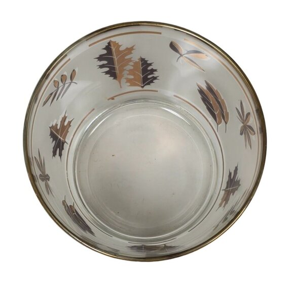 Libbey Golden Foliage 22K Gold Leaf Design Frosted Ice Bucket & Glasses - Picture 7 of 16